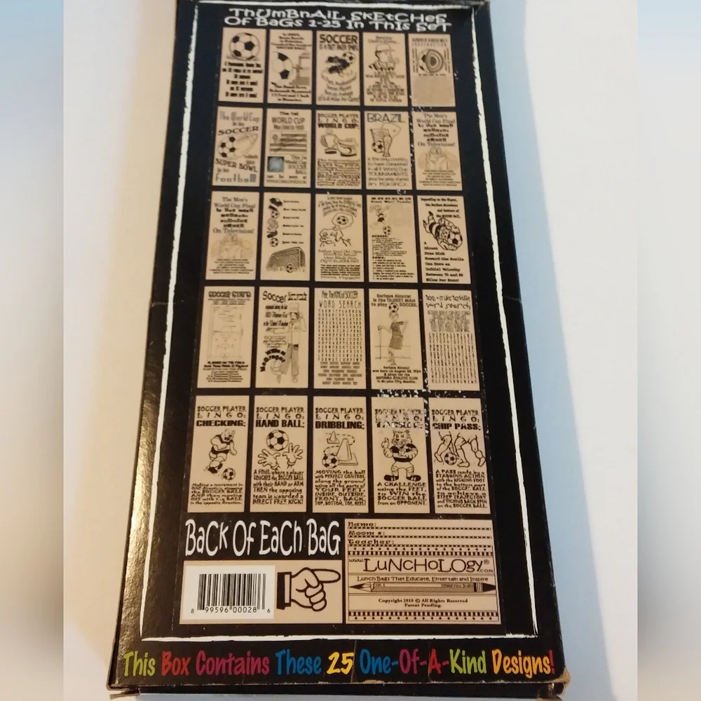 Lunchology Soccer Trivia Paper Lunch Bags Interesting Graphics Collectible